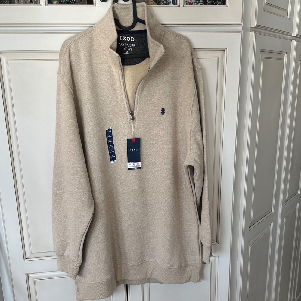 Izod Men's Cream Zip-Up Sweater